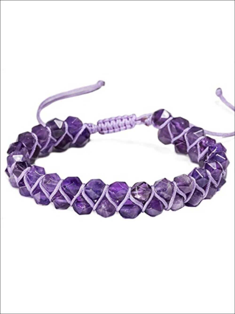 Natural Amethyst Double Layer Braided Healing Crystal Bead Bracelet